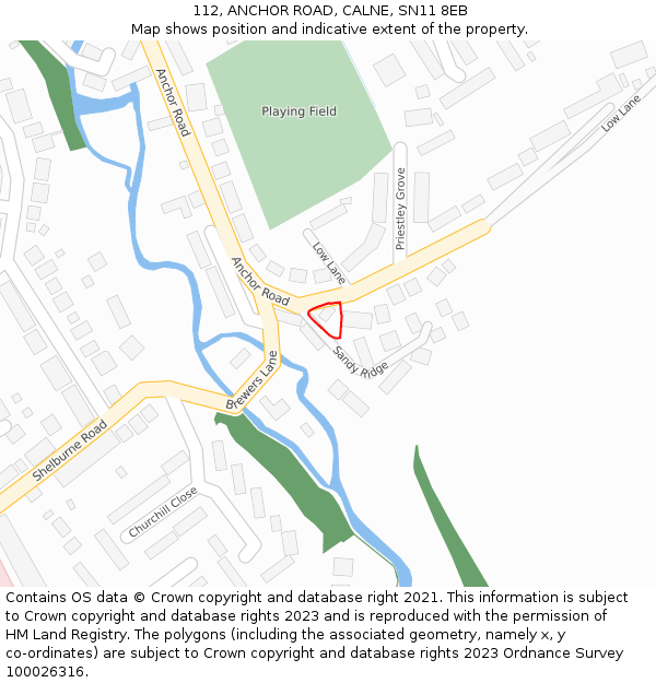 112, ANCHOR ROAD, CALNE, SN11 8EB: Location map and indicative extent of plot