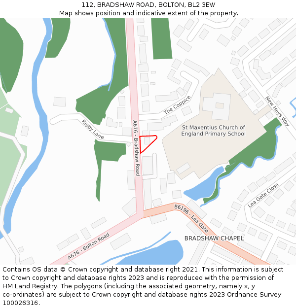 112, BRADSHAW ROAD, BOLTON, BL2 3EW: Location map and indicative extent of plot
