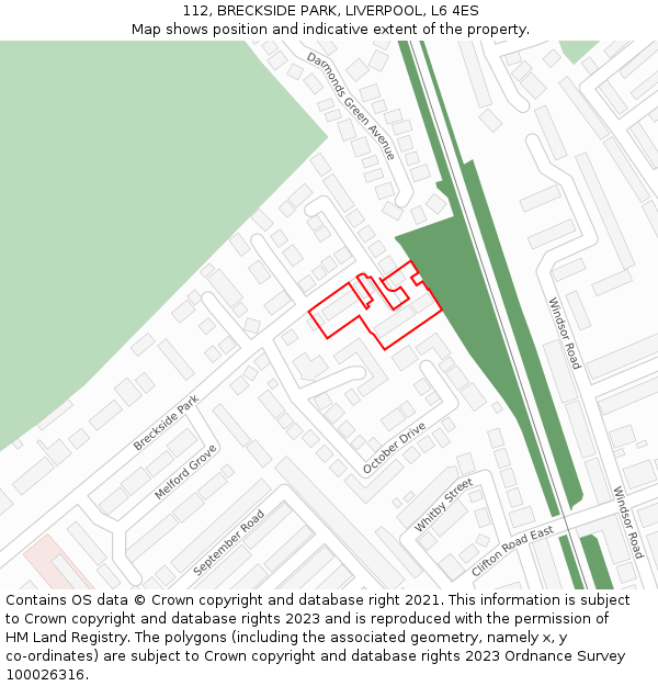 112, BRECKSIDE PARK, LIVERPOOL, L6 4ES: Location map and indicative extent of plot