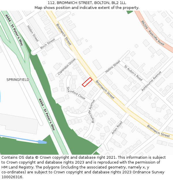112, BROMWICH STREET, BOLTON, BL2 1LL: Location map and indicative extent of plot