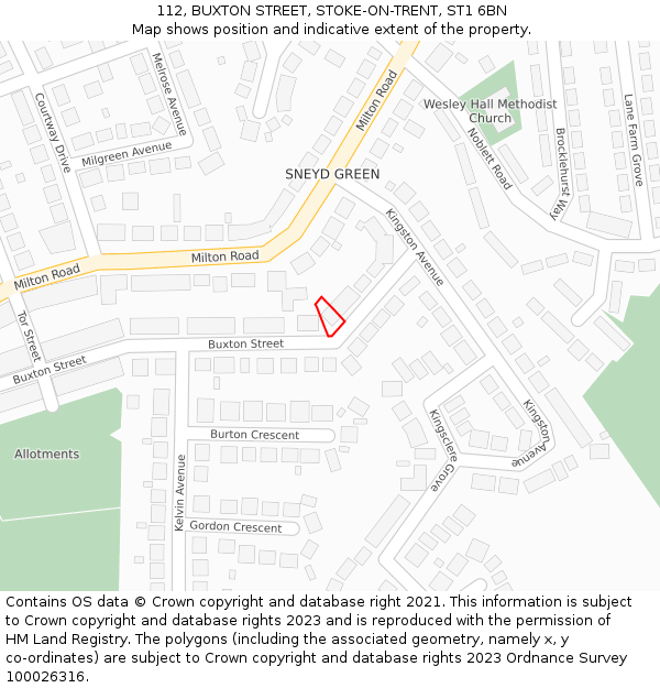 112, BUXTON STREET, STOKE-ON-TRENT, ST1 6BN: Location map and indicative extent of plot