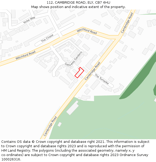 112, CAMBRIDGE ROAD, ELY, CB7 4HU: Location map and indicative extent of plot