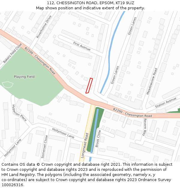 112, CHESSINGTON ROAD, EPSOM, KT19 9UZ: Location map and indicative extent of plot