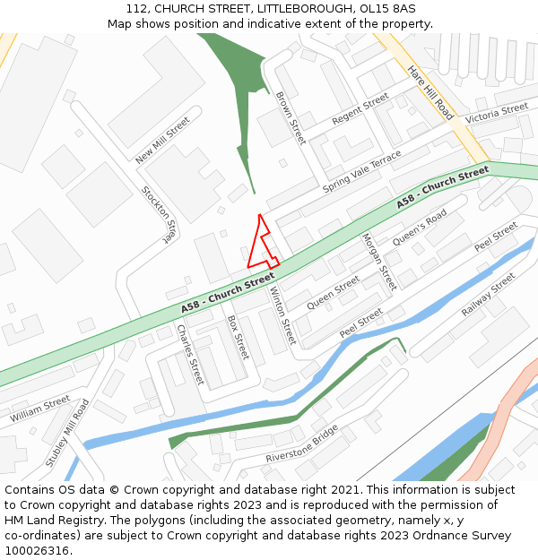 112, CHURCH STREET, LITTLEBOROUGH, OL15 8AS: Location map and indicative extent of plot