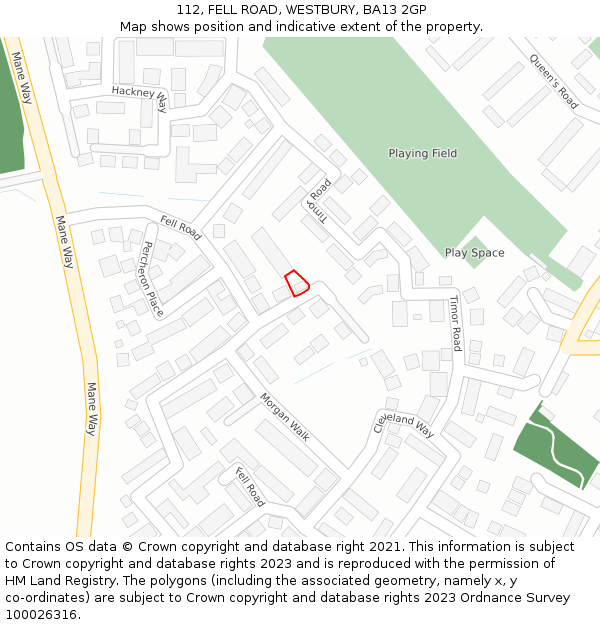 112, FELL ROAD, WESTBURY, BA13 2GP: Location map and indicative extent of plot