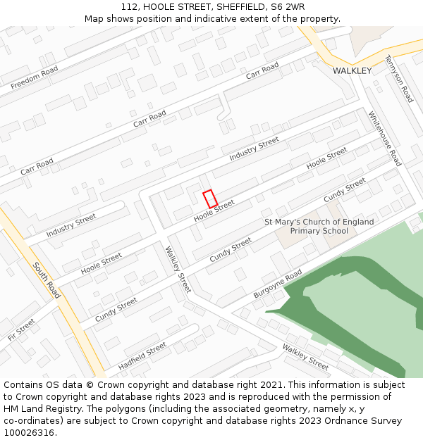 112, HOOLE STREET, SHEFFIELD, S6 2WR: Location map and indicative extent of plot