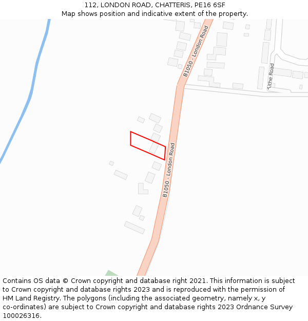 112, LONDON ROAD, CHATTERIS, PE16 6SF: Location map and indicative extent of plot