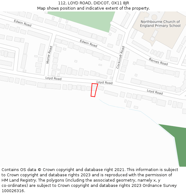 112, LOYD ROAD, DIDCOT, OX11 8JR: Location map and indicative extent of plot