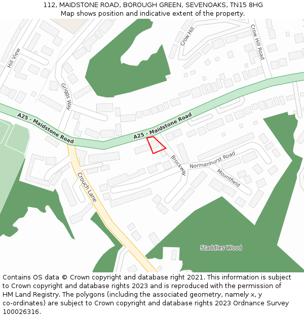 112, MAIDSTONE ROAD, BOROUGH GREEN, SEVENOAKS, TN15 8HG: Location map and indicative extent of plot