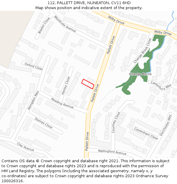 112, PALLETT DRIVE, NUNEATON, CV11 6HD: Location map and indicative extent of plot