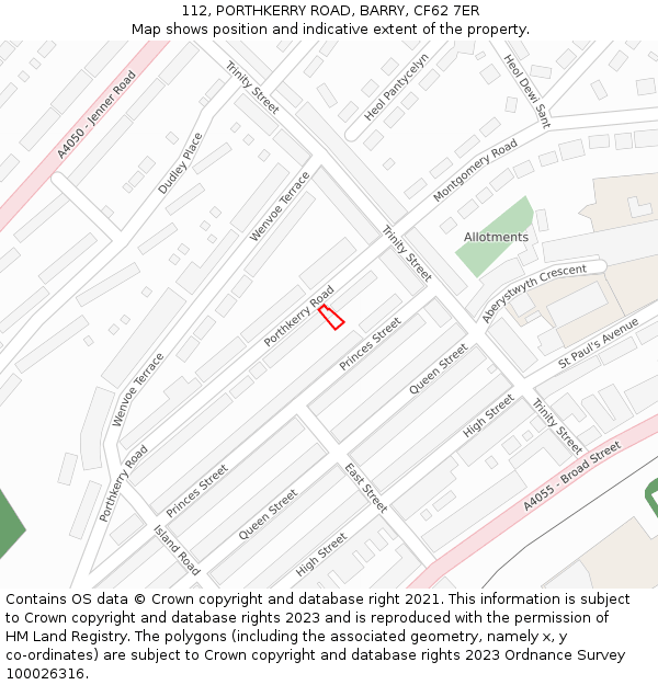 112, PORTHKERRY ROAD, BARRY, CF62 7ER: Location map and indicative extent of plot