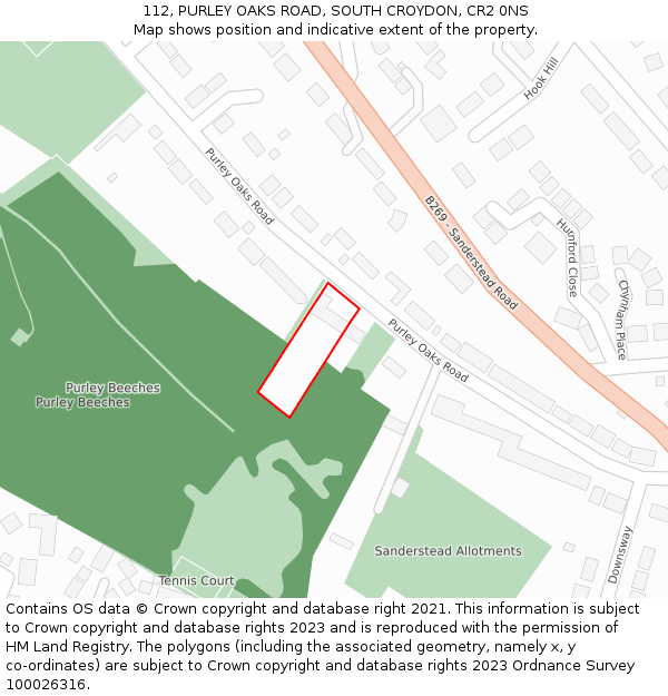 112, PURLEY OAKS ROAD, SOUTH CROYDON, CR2 0NS: Location map and indicative extent of plot