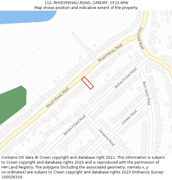 112, RHYDYPENAU ROAD, CARDIFF, CF23 6PW: Location map and indicative extent of plot
