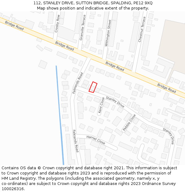 112, STANLEY DRIVE, SUTTON BRIDGE, SPALDING, PE12 9XQ: Location map and indicative extent of plot