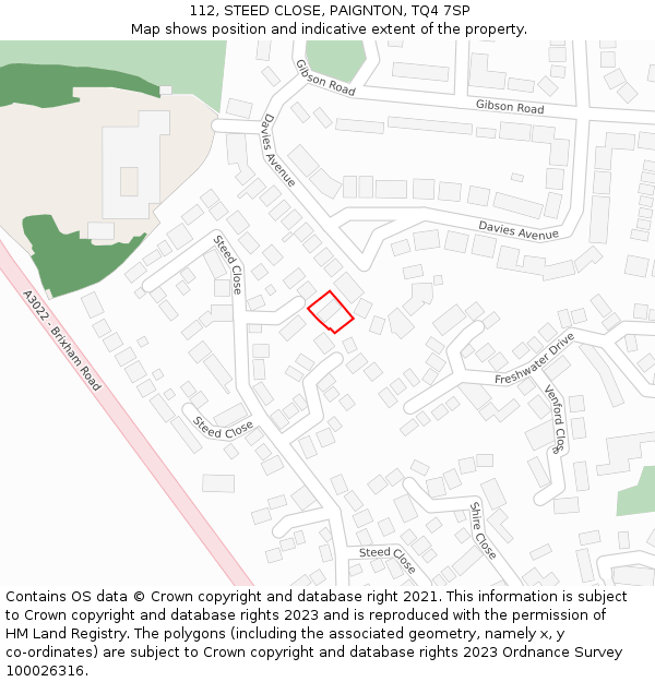 112, STEED CLOSE, PAIGNTON, TQ4 7SP: Location map and indicative extent of plot