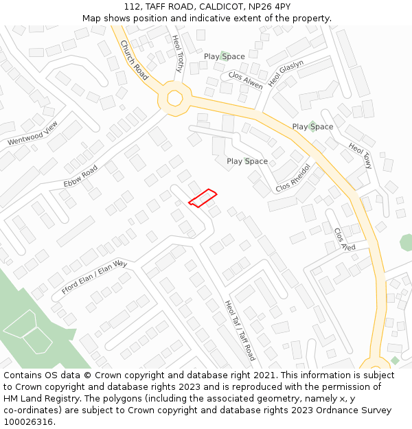 112, TAFF ROAD, CALDICOT, NP26 4PY: Location map and indicative extent of plot