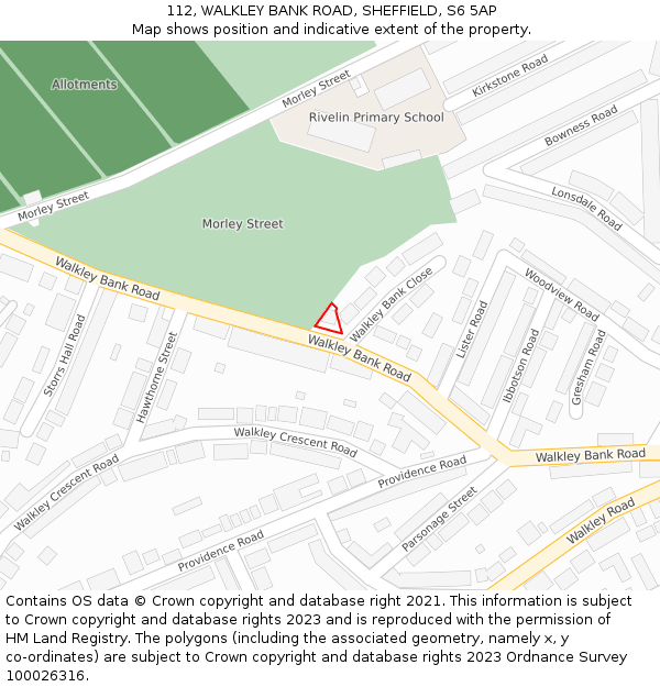 112, WALKLEY BANK ROAD, SHEFFIELD, S6 5AP: Location map and indicative extent of plot
