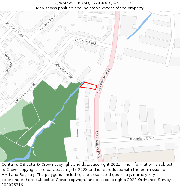 112, WALSALL ROAD, CANNOCK, WS11 0JB: Location map and indicative extent of plot