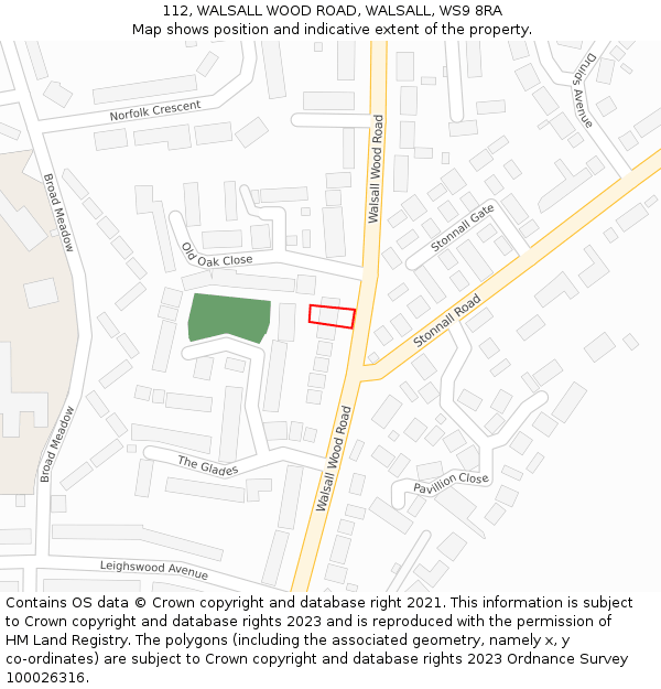 112, WALSALL WOOD ROAD, WALSALL, WS9 8RA: Location map and indicative extent of plot