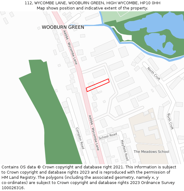 112, WYCOMBE LANE, WOOBURN GREEN, HIGH WYCOMBE, HP10 0HH: Location map and indicative extent of plot