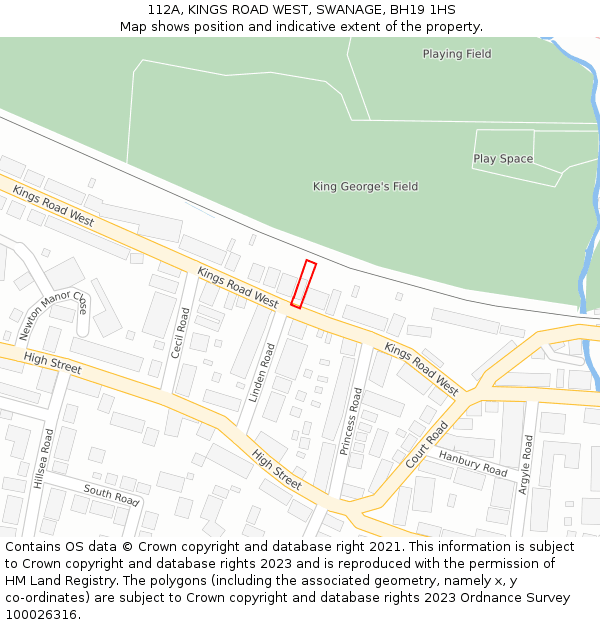 112A, KINGS ROAD WEST, SWANAGE, BH19 1HS: Location map and indicative extent of plot