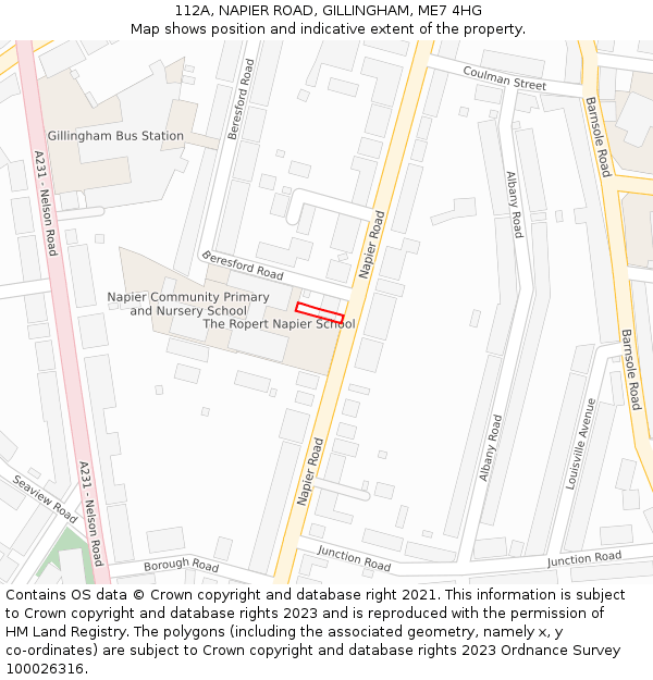 112A, NAPIER ROAD, GILLINGHAM, ME7 4HG: Location map and indicative extent of plot