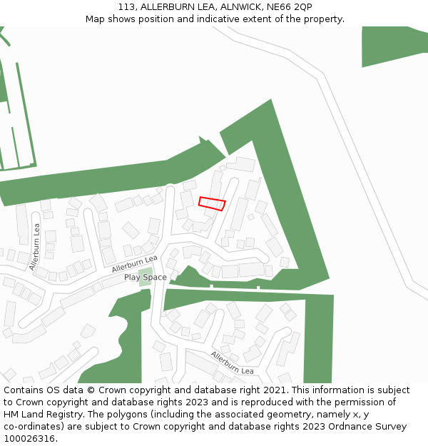 113, ALLERBURN LEA, ALNWICK, NE66 2QP: Location map and indicative extent of plot