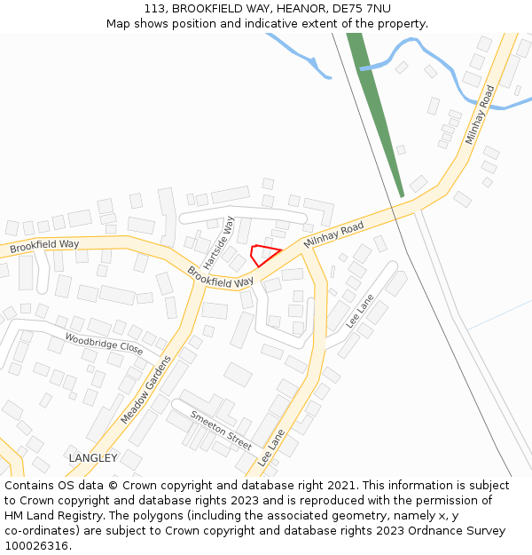 113, BROOKFIELD WAY, HEANOR, DE75 7NU: Location map and indicative extent of plot