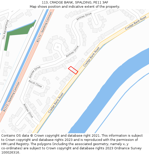 113, CRADGE BANK, SPALDING, PE11 3AF: Location map and indicative extent of plot