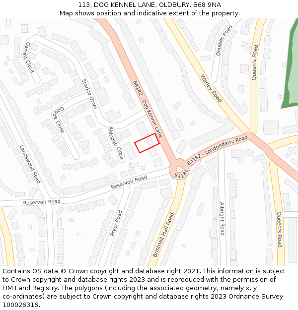 113, DOG KENNEL LANE, OLDBURY, B68 9NA: Location map and indicative extent of plot