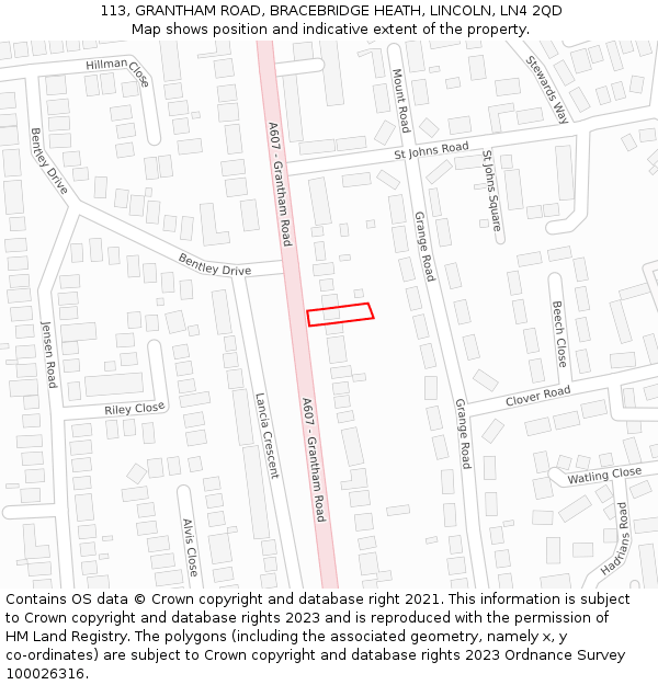 113, GRANTHAM ROAD, BRACEBRIDGE HEATH, LINCOLN, LN4 2QD: Location map and indicative extent of plot