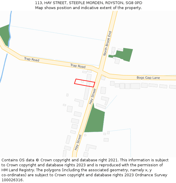 113, HAY STREET, STEEPLE MORDEN, ROYSTON, SG8 0PD: Location map and indicative extent of plot