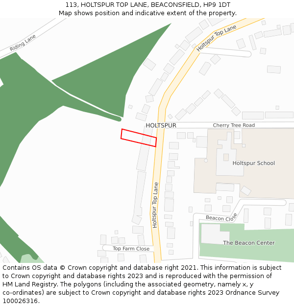 113, HOLTSPUR TOP LANE, BEACONSFIELD, HP9 1DT: Location map and indicative extent of plot