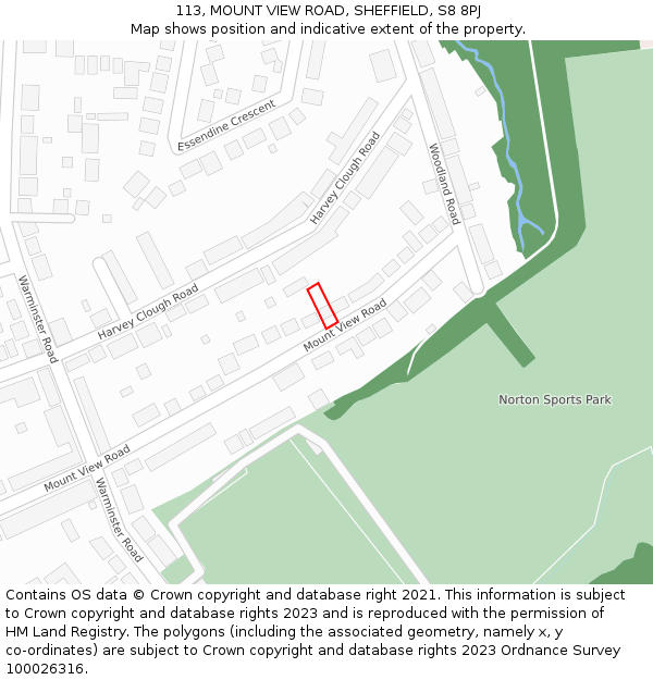 113, MOUNT VIEW ROAD, SHEFFIELD, S8 8PJ: Location map and indicative extent of plot