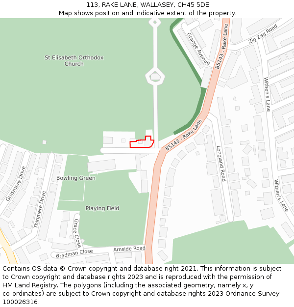 113, RAKE LANE, WALLASEY, CH45 5DE: Location map and indicative extent of plot