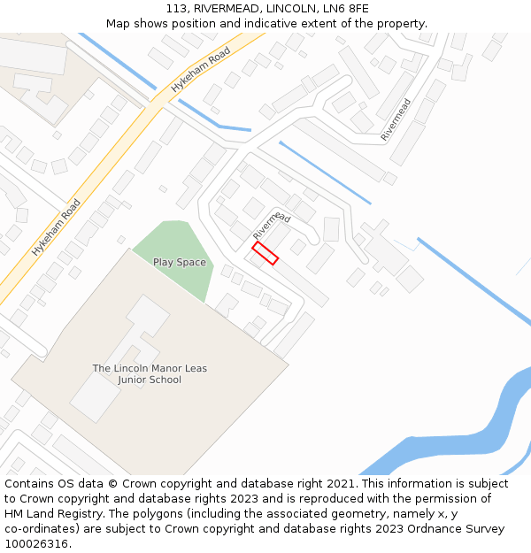 113, RIVERMEAD, LINCOLN, LN6 8FE: Location map and indicative extent of plot