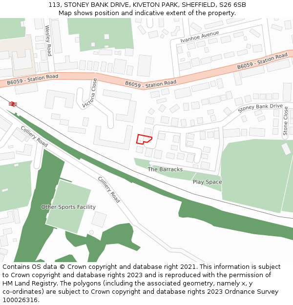 113, STONEY BANK DRIVE, KIVETON PARK, SHEFFIELD, S26 6SB: Location map and indicative extent of plot