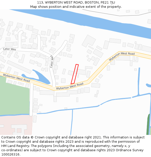 113, WYBERTON WEST ROAD, BOSTON, PE21 7JU: Location map and indicative extent of plot