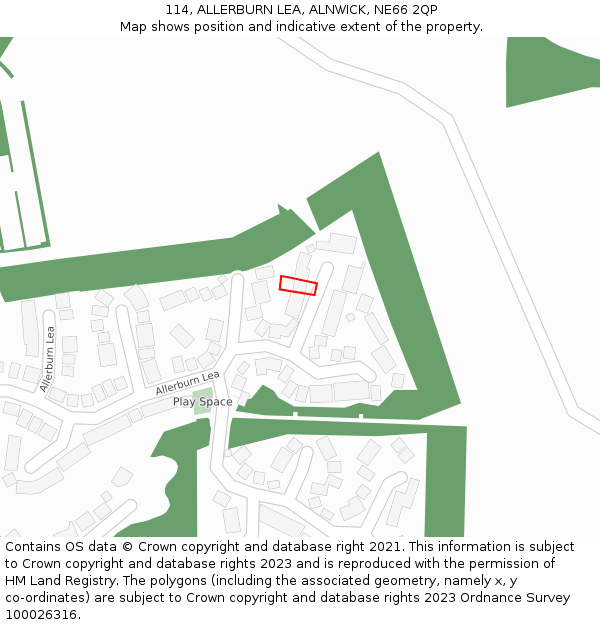 114, ALLERBURN LEA, ALNWICK, NE66 2QP: Location map and indicative extent of plot