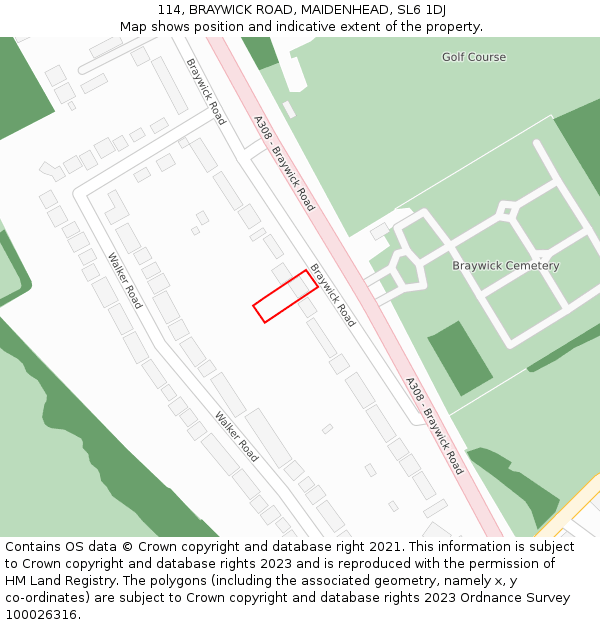 114, BRAYWICK ROAD, MAIDENHEAD, SL6 1DJ: Location map and indicative extent of plot