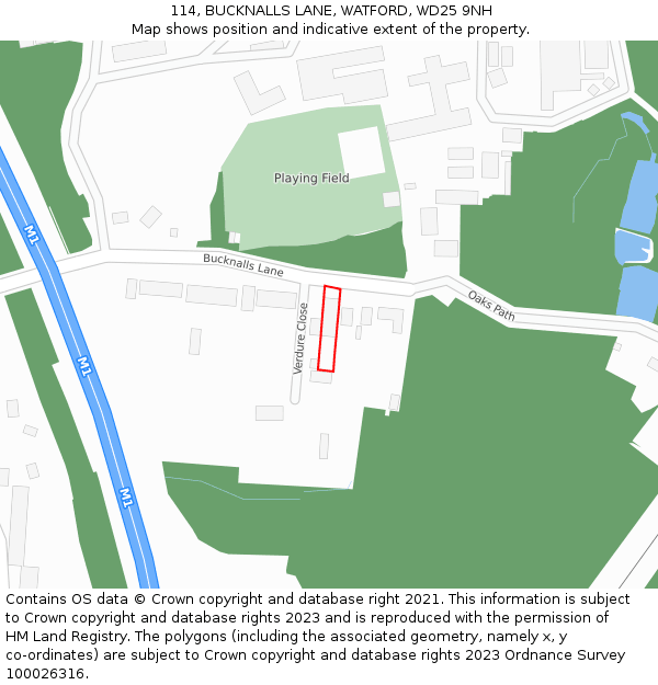 114, BUCKNALLS LANE, WATFORD, WD25 9NH: Location map and indicative extent of plot