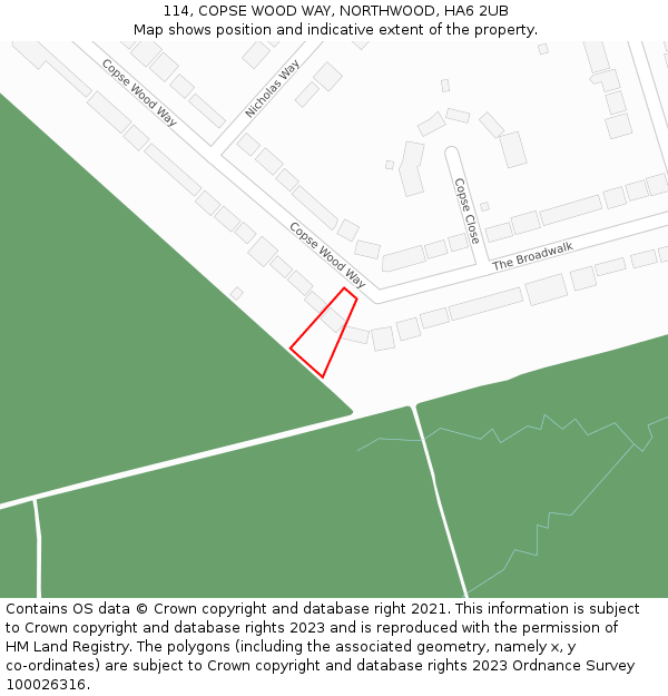 114, COPSE WOOD WAY, NORTHWOOD, HA6 2UB: Location map and indicative extent of plot