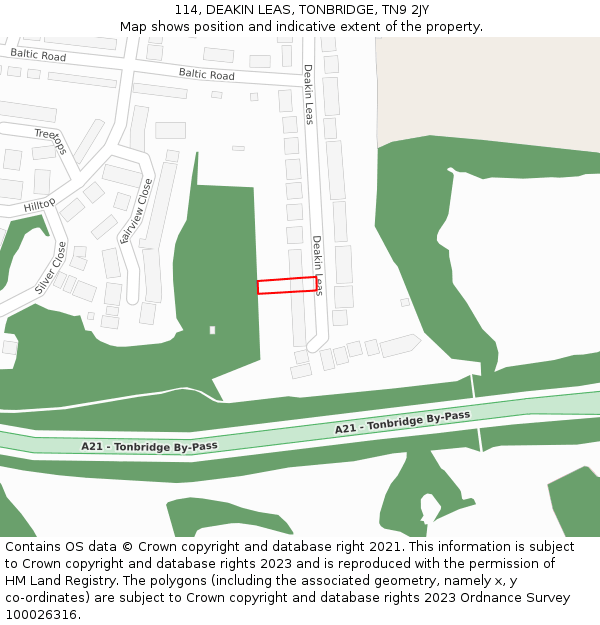 114, DEAKIN LEAS, TONBRIDGE, TN9 2JY: Location map and indicative extent of plot