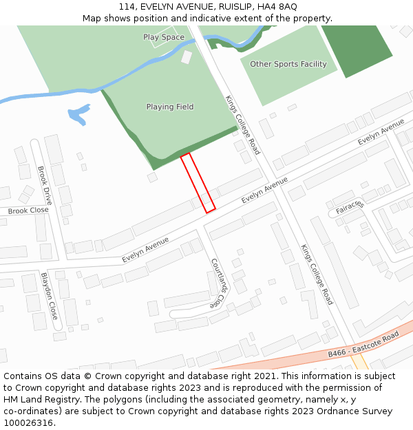 114, EVELYN AVENUE, RUISLIP, HA4 8AQ: Location map and indicative extent of plot
