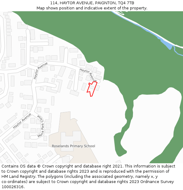 114, HAYTOR AVENUE, PAIGNTON, TQ4 7TB: Location map and indicative extent of plot