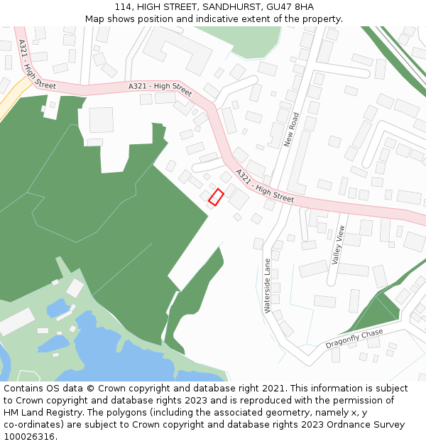 114, HIGH STREET, SANDHURST, GU47 8HA: Location map and indicative extent of plot
