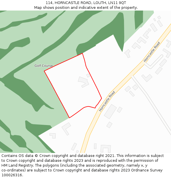 114, HORNCASTLE ROAD, LOUTH, LN11 9QT: Location map and indicative extent of plot