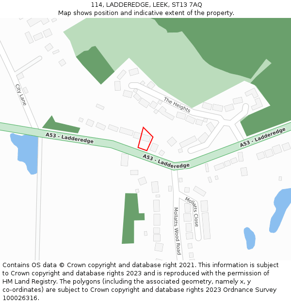 114, LADDEREDGE, LEEK, ST13 7AQ: Location map and indicative extent of plot