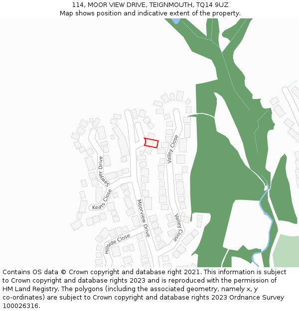 114, MOOR VIEW DRIVE, TEIGNMOUTH, TQ14 9UZ: Location map and indicative extent of plot