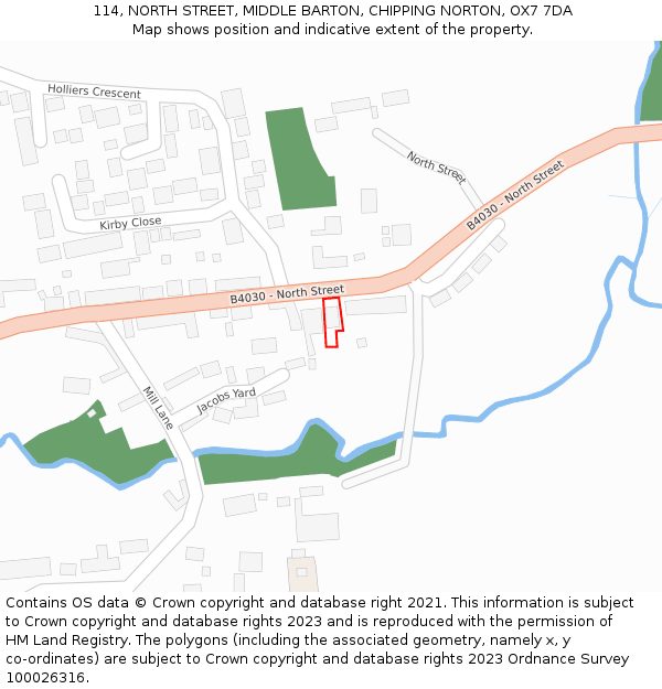 114, NORTH STREET, MIDDLE BARTON, CHIPPING NORTON, OX7 7DA: Location map and indicative extent of plot